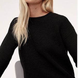 Wilfred Black Isabelli Merino Waffle Knit Sweater, Black Size Small